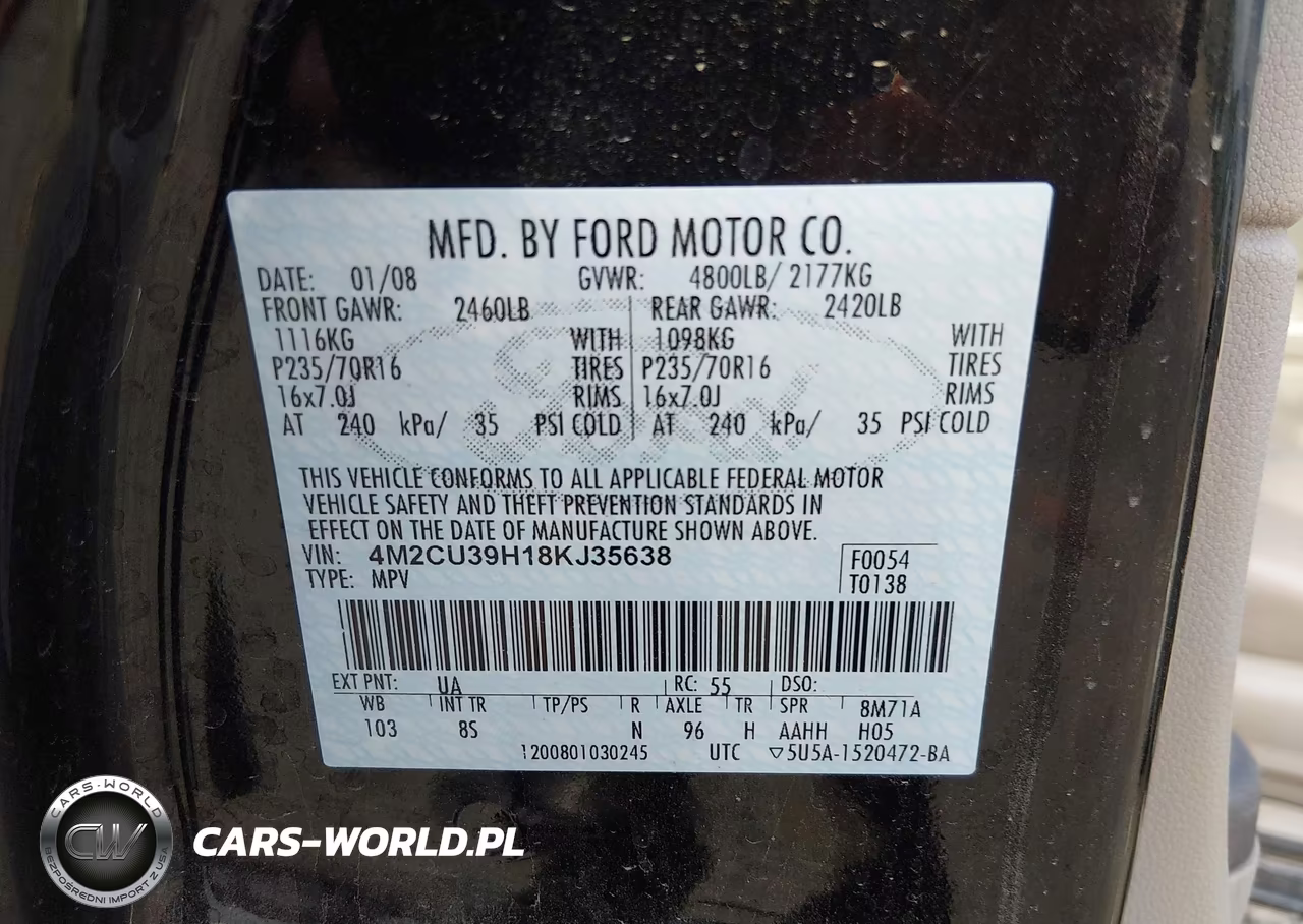 2008 Mercury Mariner Hybrid VIN:4M2CU39H18KJ35638 - 9