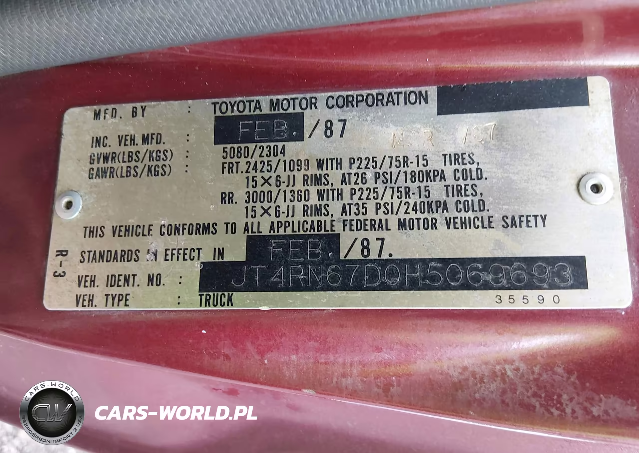 1987 Toyota Pickup Xtracab Rn67 Dlx VIN:JT4RN67D0H5069693 - 9
