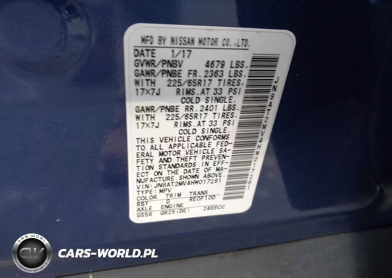 2017 Nissan Rogue Sv VIN:JN8AT2MV4HW017281 - 9