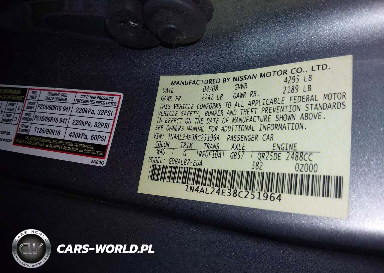 2008 Nissan Altima 2.5 S VIN:1N4AL24E38C251964 - 9