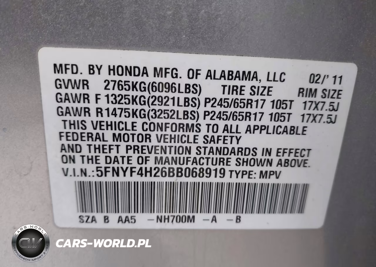 2011 Honda Pilot Lx VIN:5FNYF4H26BB068919 - 9