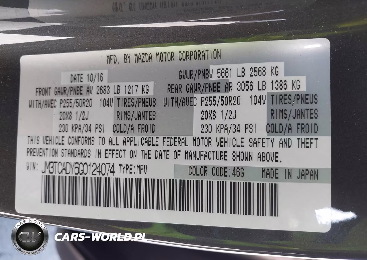 2016 Mazda Cx-9 Grand Touring VIN:JM3TCADY6G0124074 - 9