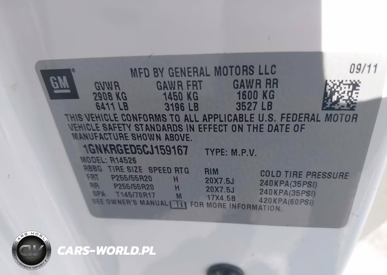 2012 Chevrolet Traverse 1Lt VIN:1GNKRGED5CJ159167 - 9