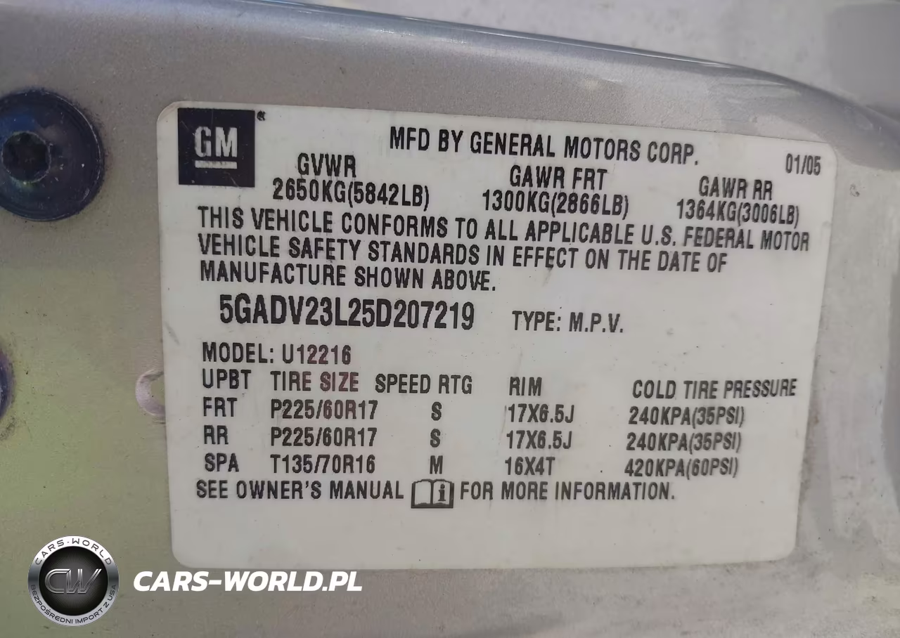 2005 Buick Terraza Cx VIN:5GADV23L25D207219 - 9