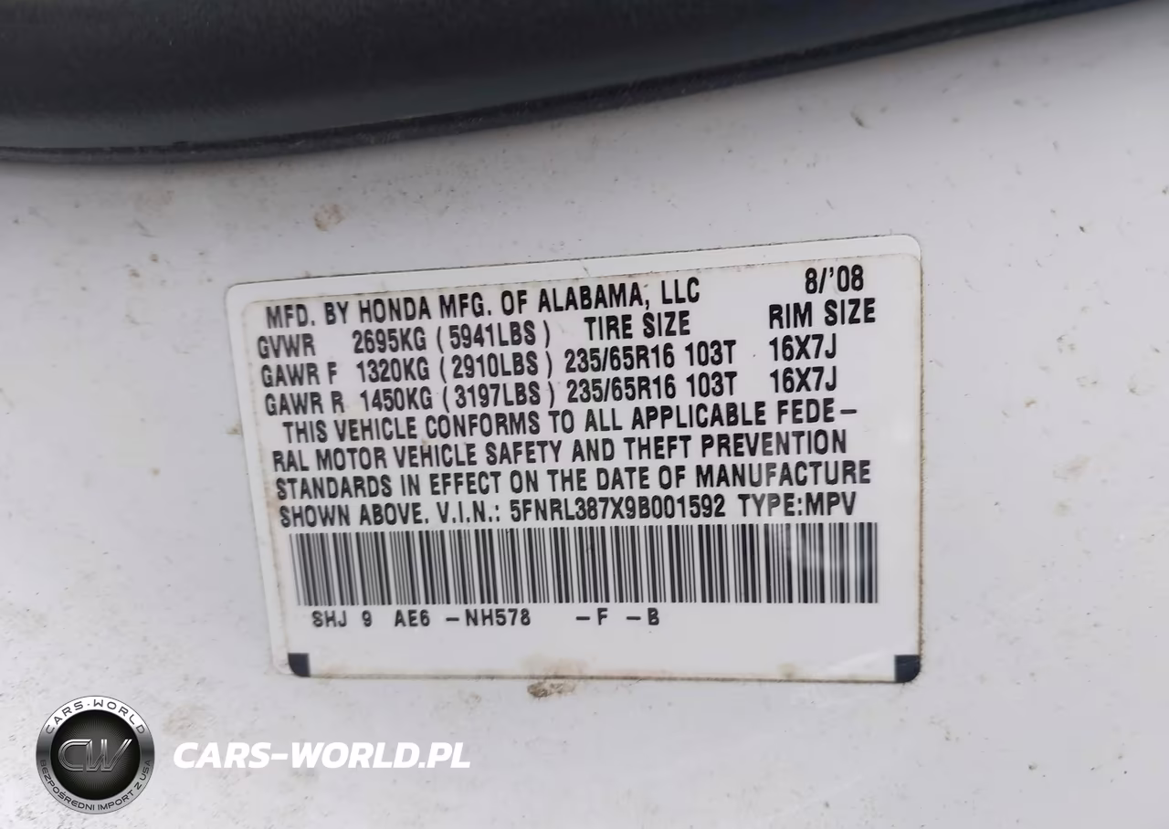 2009 Honda Odyssey Ex-L VIN:5FNRL387X9B001592 - 9