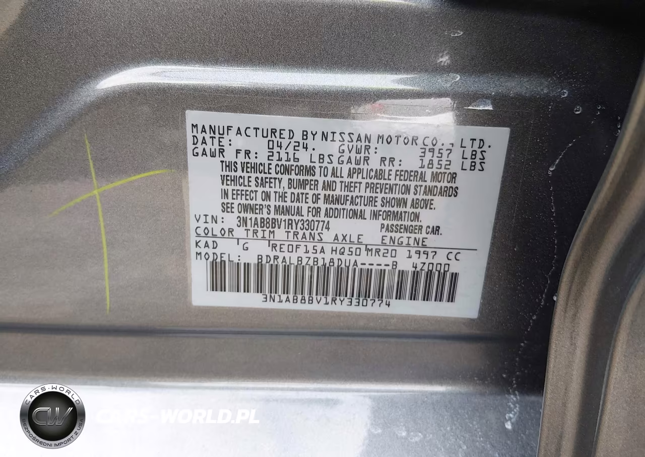 2024 Nissan Sentra S Xtronic Cvt VIN:3N1AB8BV1RY330774 - 9