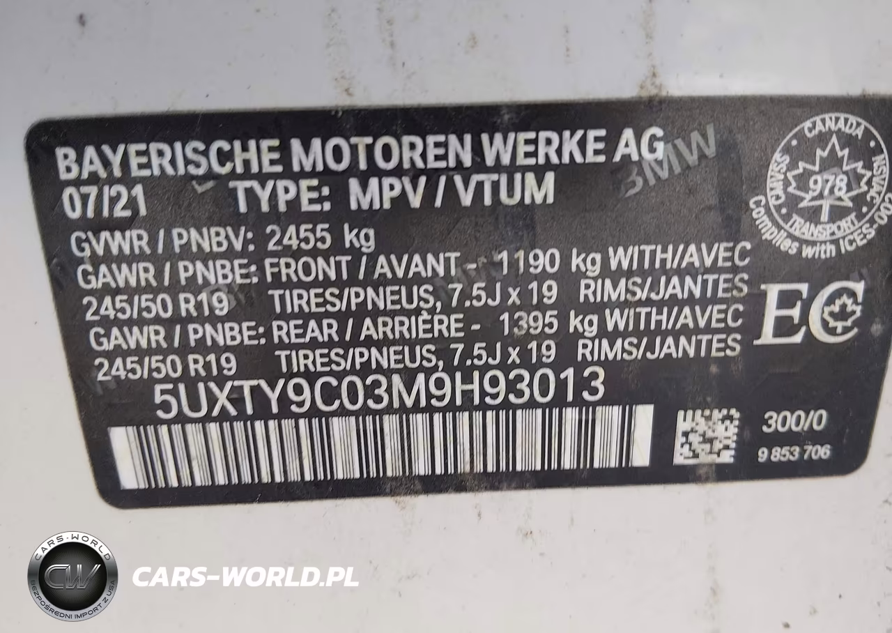 2021 BMW X3 M40I VIN:5UXTY9C03M9H93013 - 9