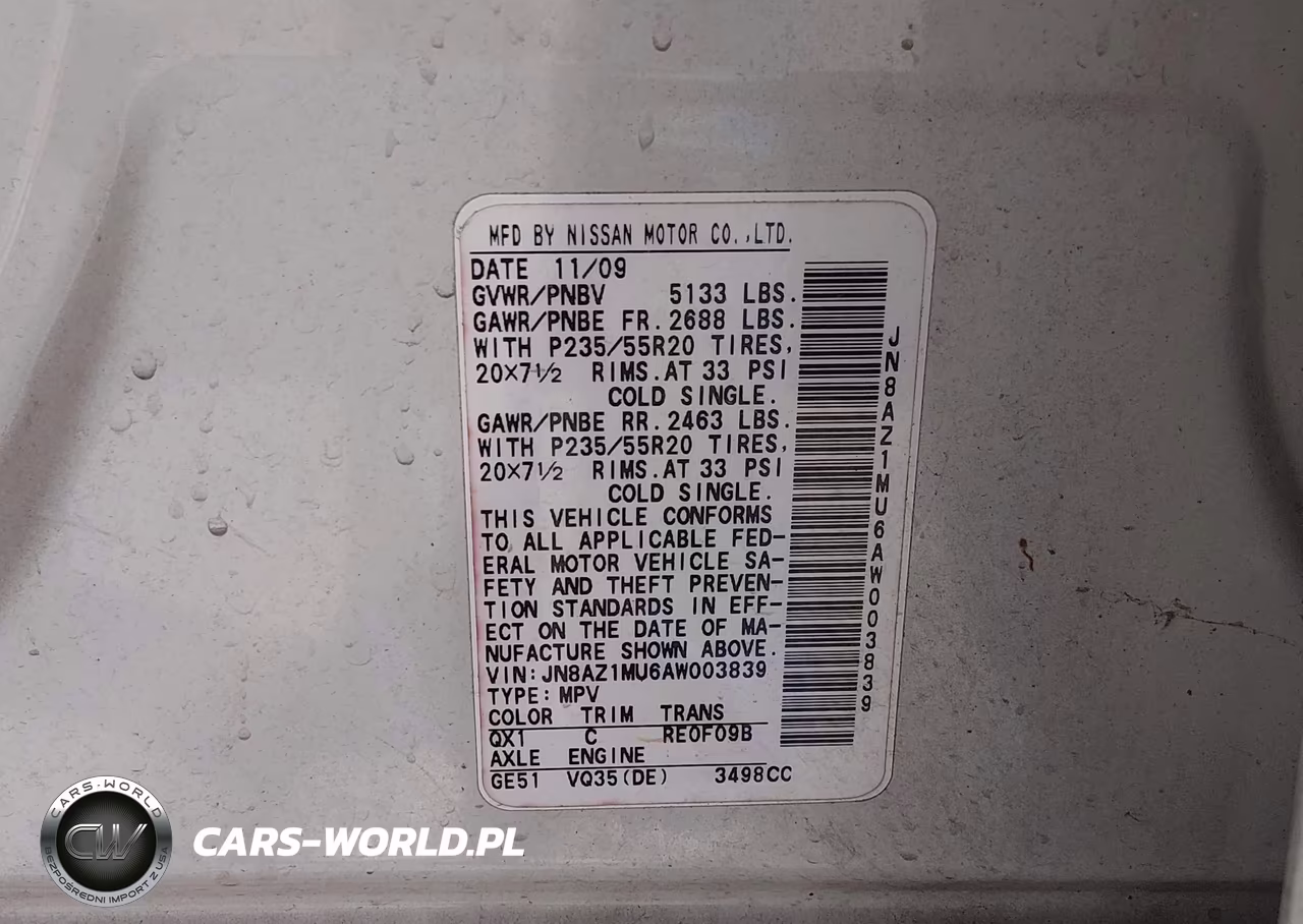 2010 Nissan Murano Le VIN:JN8AZ1MU6AW003839 - 9