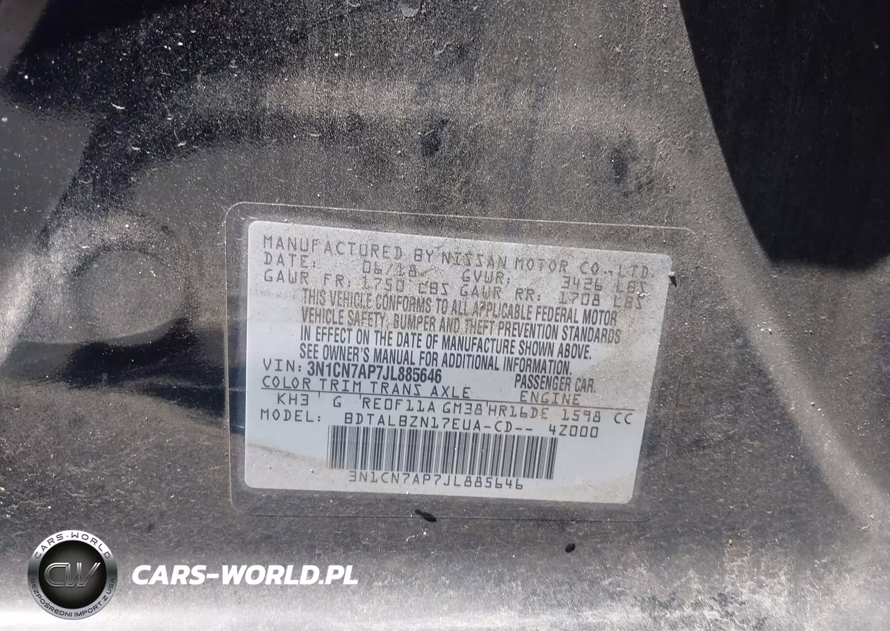 2018 Nissan Versa 1.6 Sv VIN:3N1CN7AP7JL885646 - 9
