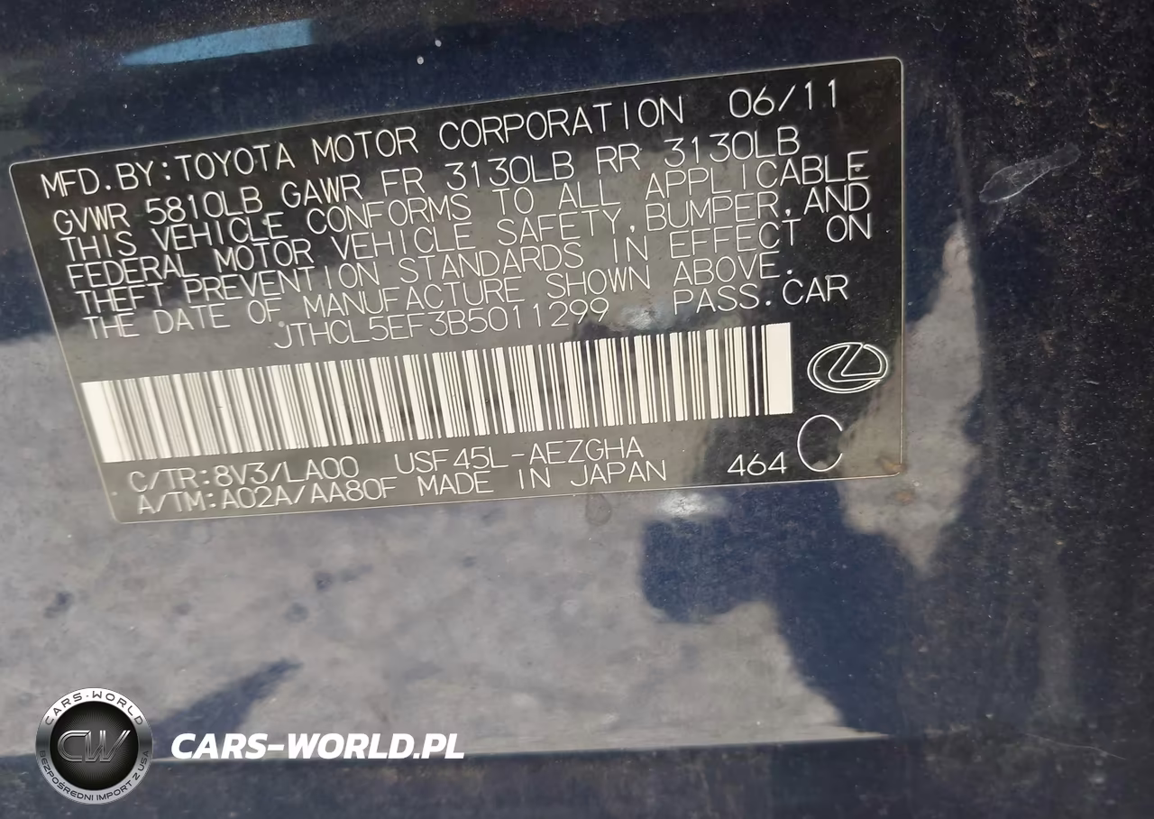 2011 Lexus Ls 460 VIN:JTHCL5EF3B5011299 - 9