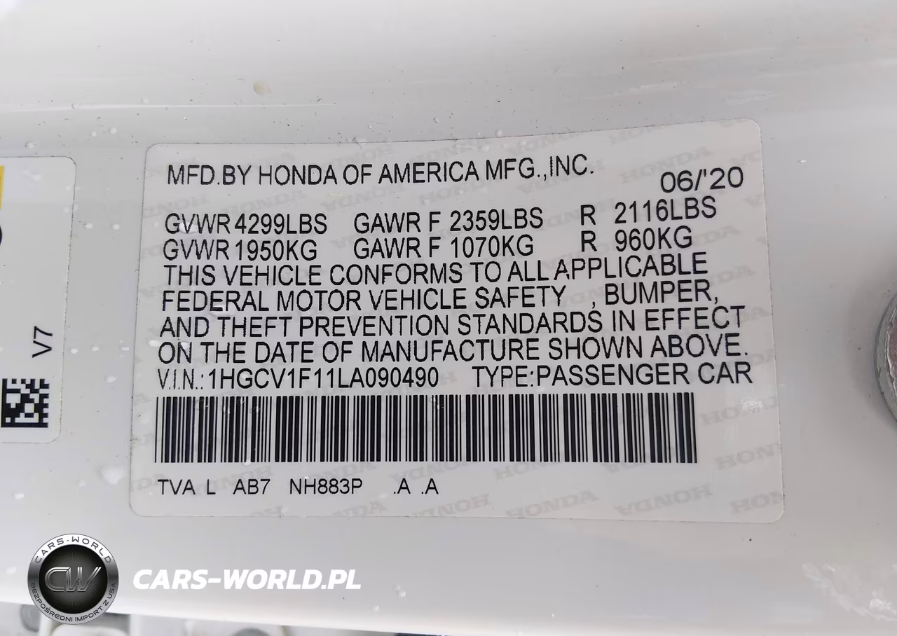 2020 Honda Accord Lx VIN:1HGCV1F11LA090490 - 9