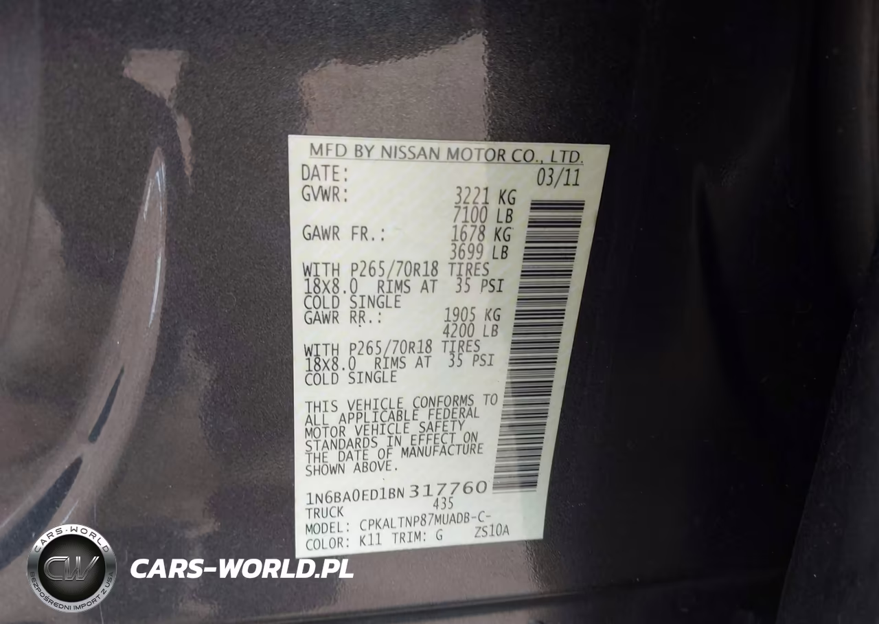 2011 Nissan Titan Sv VIN:1N6BA0ED1BN317760 - 9