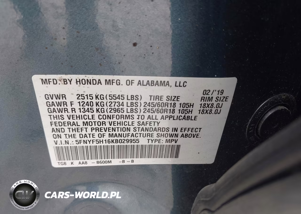 2019 Honda Pilot Lx VIN:5FNYF5H16KB029955 - 9