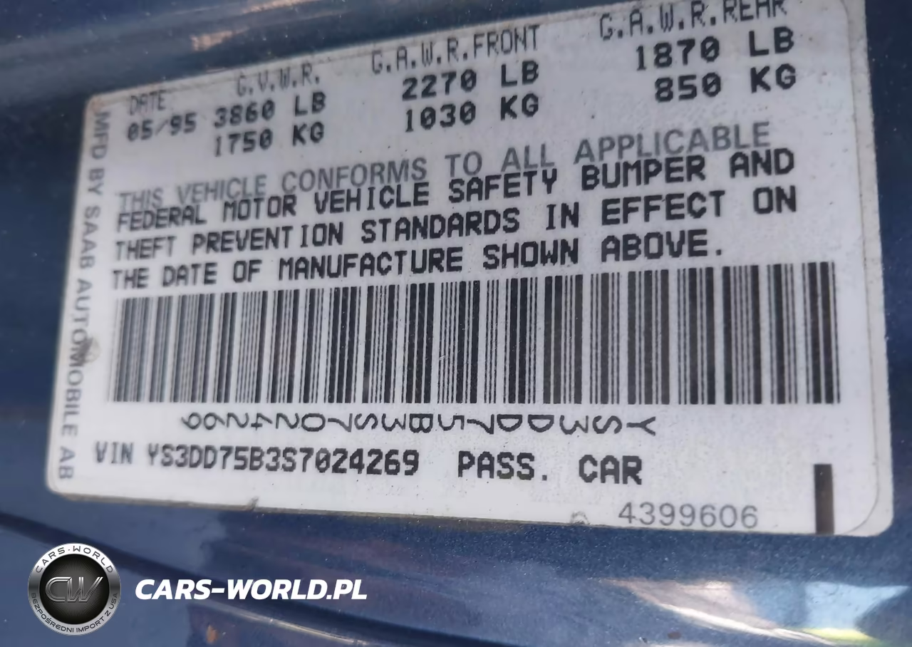 1995 Saab 900 S VIN:YS3DD75B3S7024269 - 9