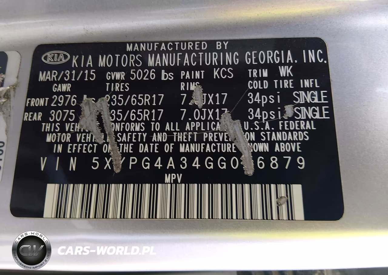 2016 Kia Sorento 2.4L Lx VIN:5XYPG4A34GG046879 - 9