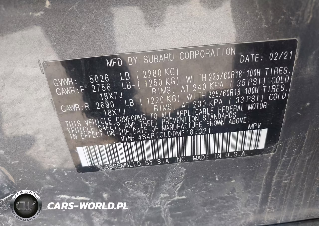2021 Subaru Outback Onyx Edition Xt VIN:4S4BTGLD0M3185321 - 9