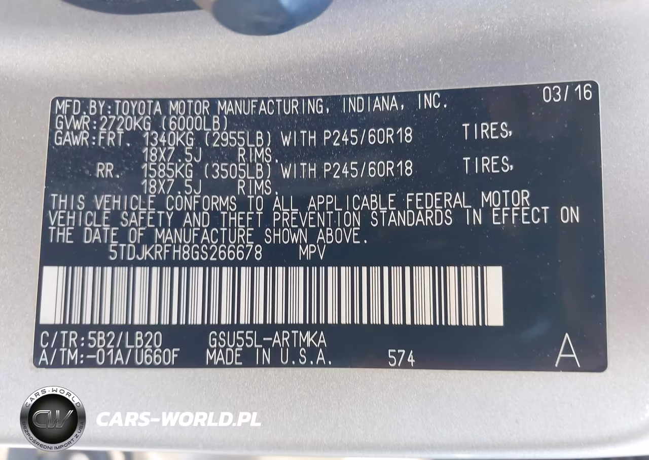 2016 Toyota Highlander Xle V6 VIN:5TDJKRFH8GS266678 - 9