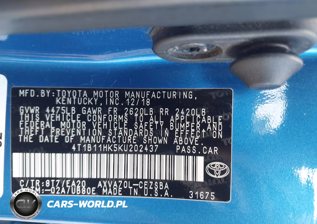 2019 Toyota Camry Se VIN:4T1B11HK5KU202437 - 9