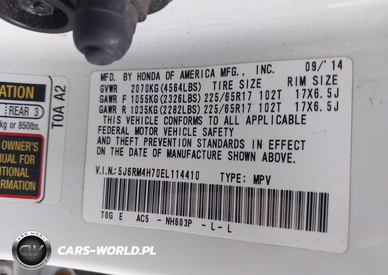 2014 Honda Cr-V Ex-L VIN:5J6RM4H70EL114410 - 9