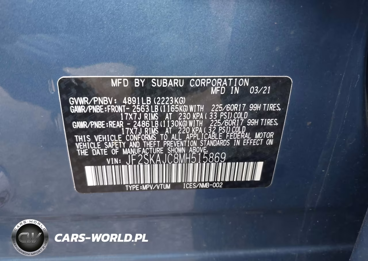 2021 Subaru Forester Premium VIN:JF2SKAJC8MH515869 - 9