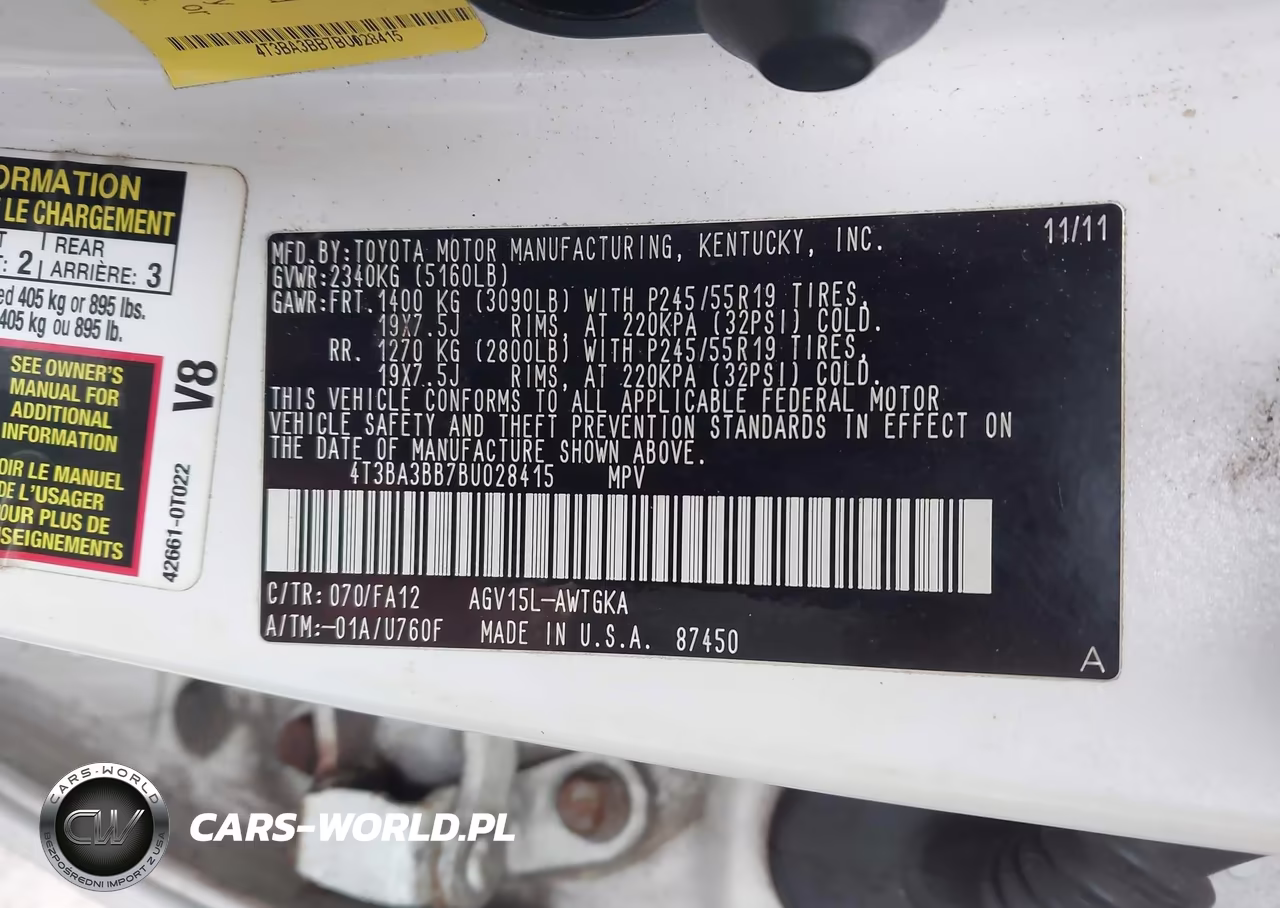 2011 Toyota Venza VIN:4T3BA3BB7BU028415 - 9