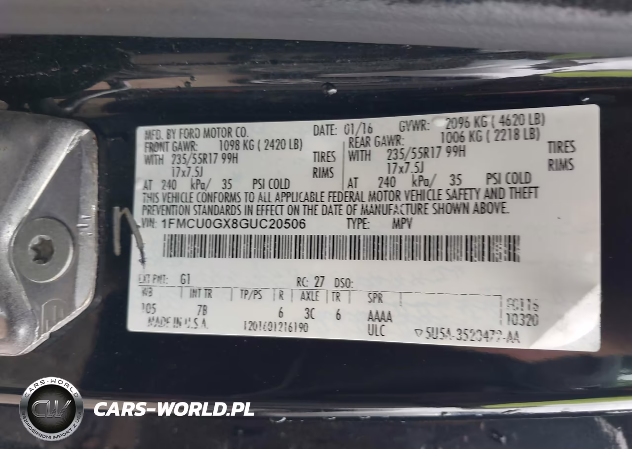 2016 Ford Escape Se VIN:1FMCU0GX8GUC20506 - 9