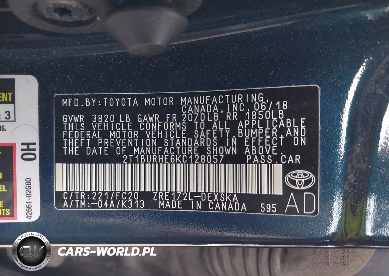 2019 Toyota Corolla Se VIN:2T1BURHE6KC128057 - 9