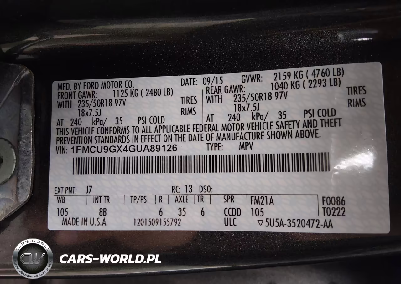 2016 Ford Escape Se VIN:1FMCU9GX4GUA89126 - 9