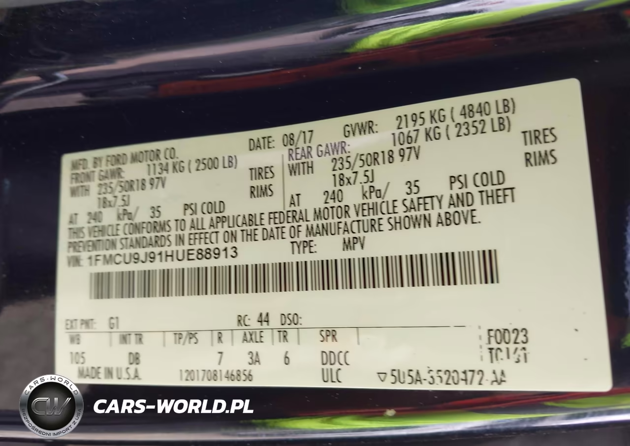 2017 Ford Escape Titanium VIN:1FMCU9J91HUE88913 - 9