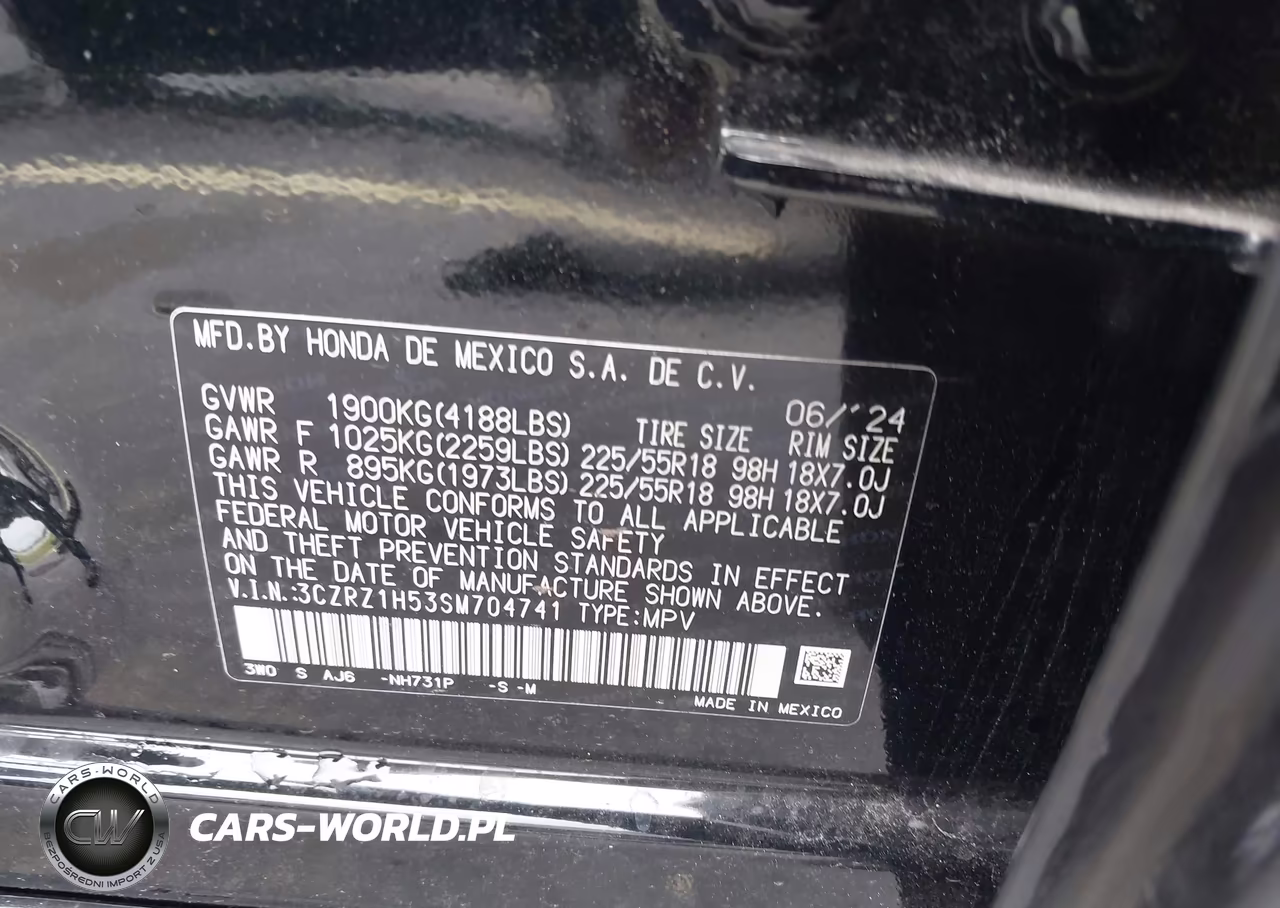2025 Honda Hr-V 2Wd Sport VIN:3CZRZ1H53SM704741 - 9