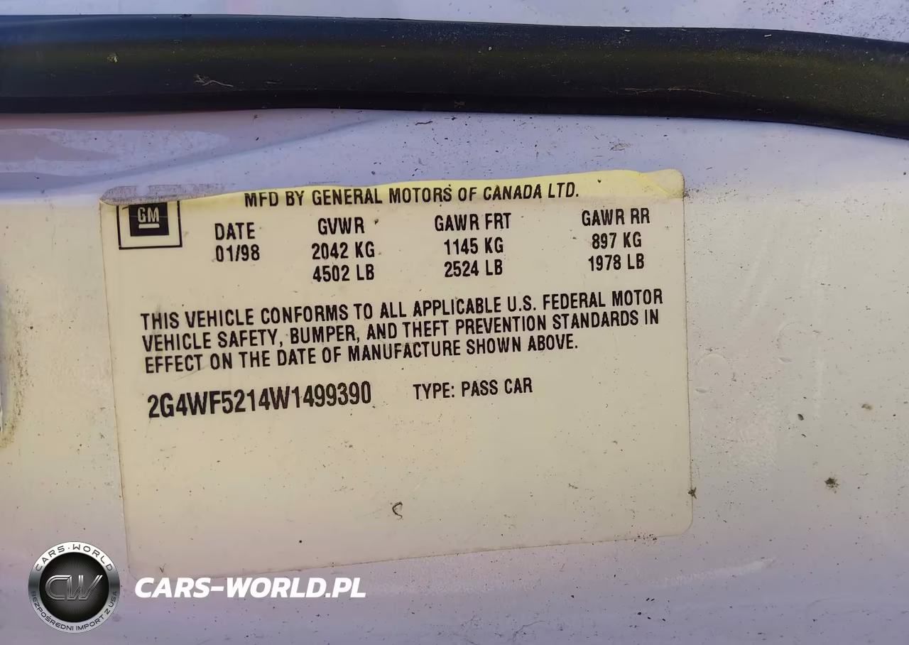 1998 Buick Regal Gs VIN:2G4WF5214W1499390 - 9