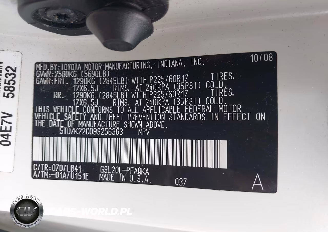 2009 Toyota Sienna Limited VIN:5TDZK22C09S256363 - 9