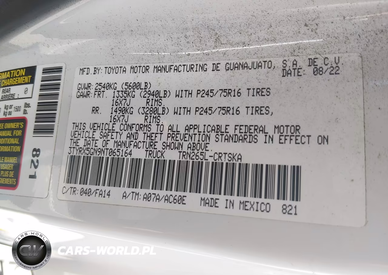 2022 Toyota Tacoma Sr VIN:3TYRX5GN9NT065164 - 9
