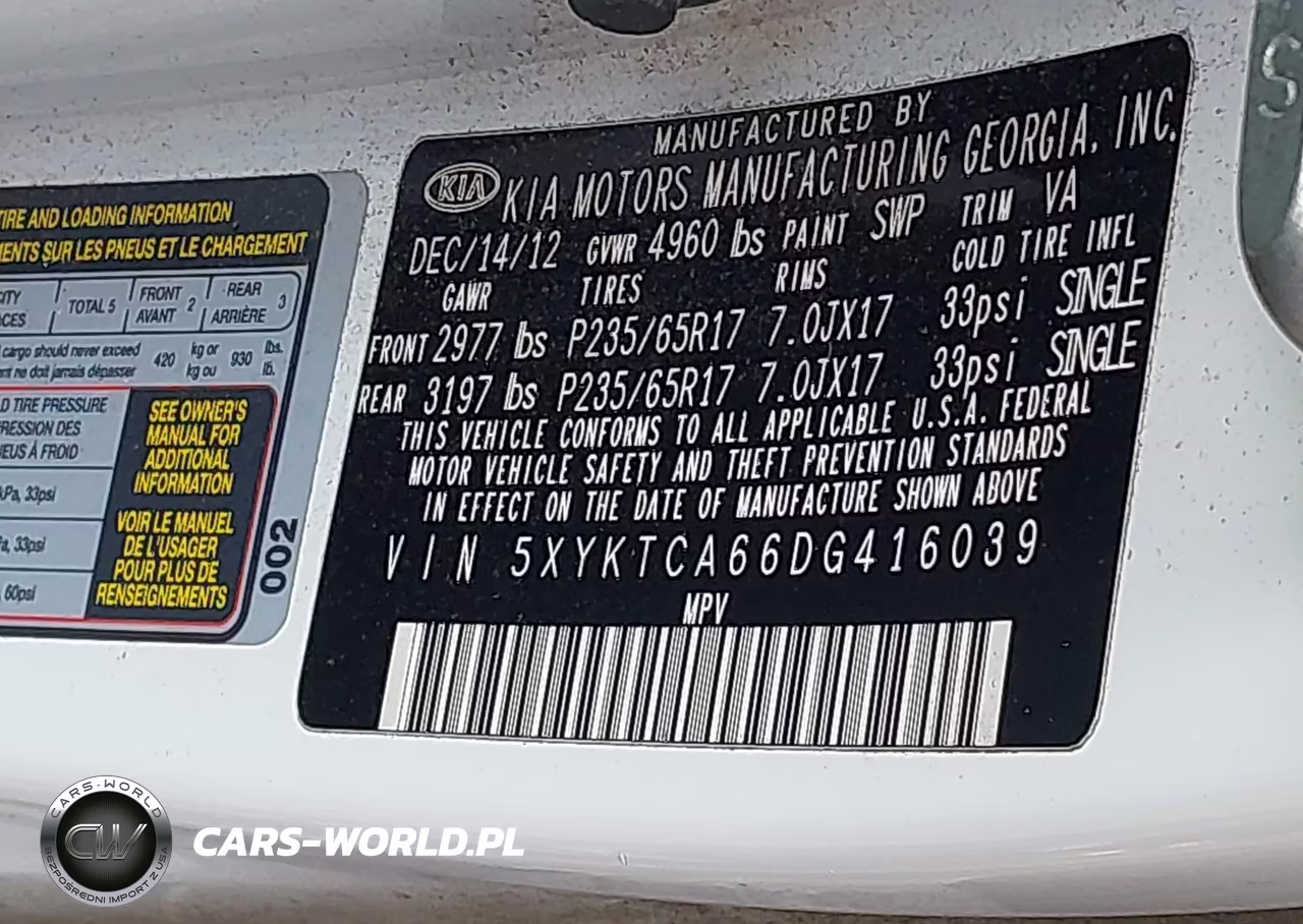 2013 Kia Sorento Lx VIN:5XYKTCA66DG416039 - 9