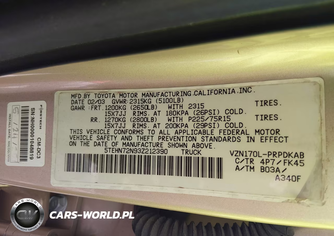 2003 Toyota Tacoma Base V6 VIN:5TEHN72N93Z212390 - 9