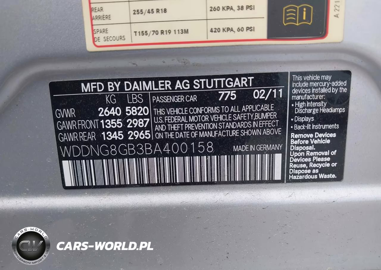 2011 Mercedes-Benz S 550 4Matic VIN:WDDNG8GB3BA400158 - 9