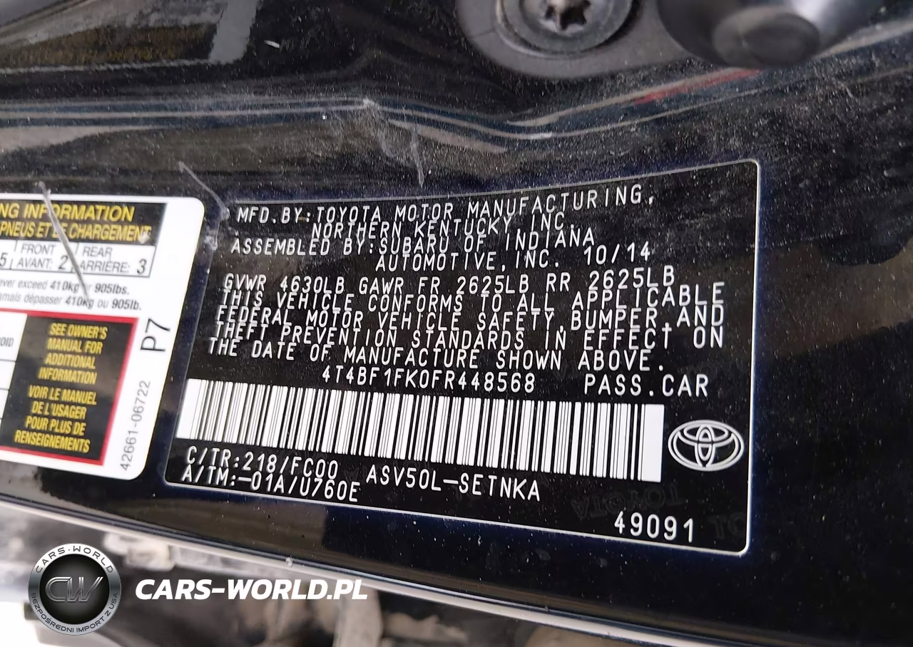 2015 Toyota Camry Le VIN:4T4BF1FK0FR448568 - 9