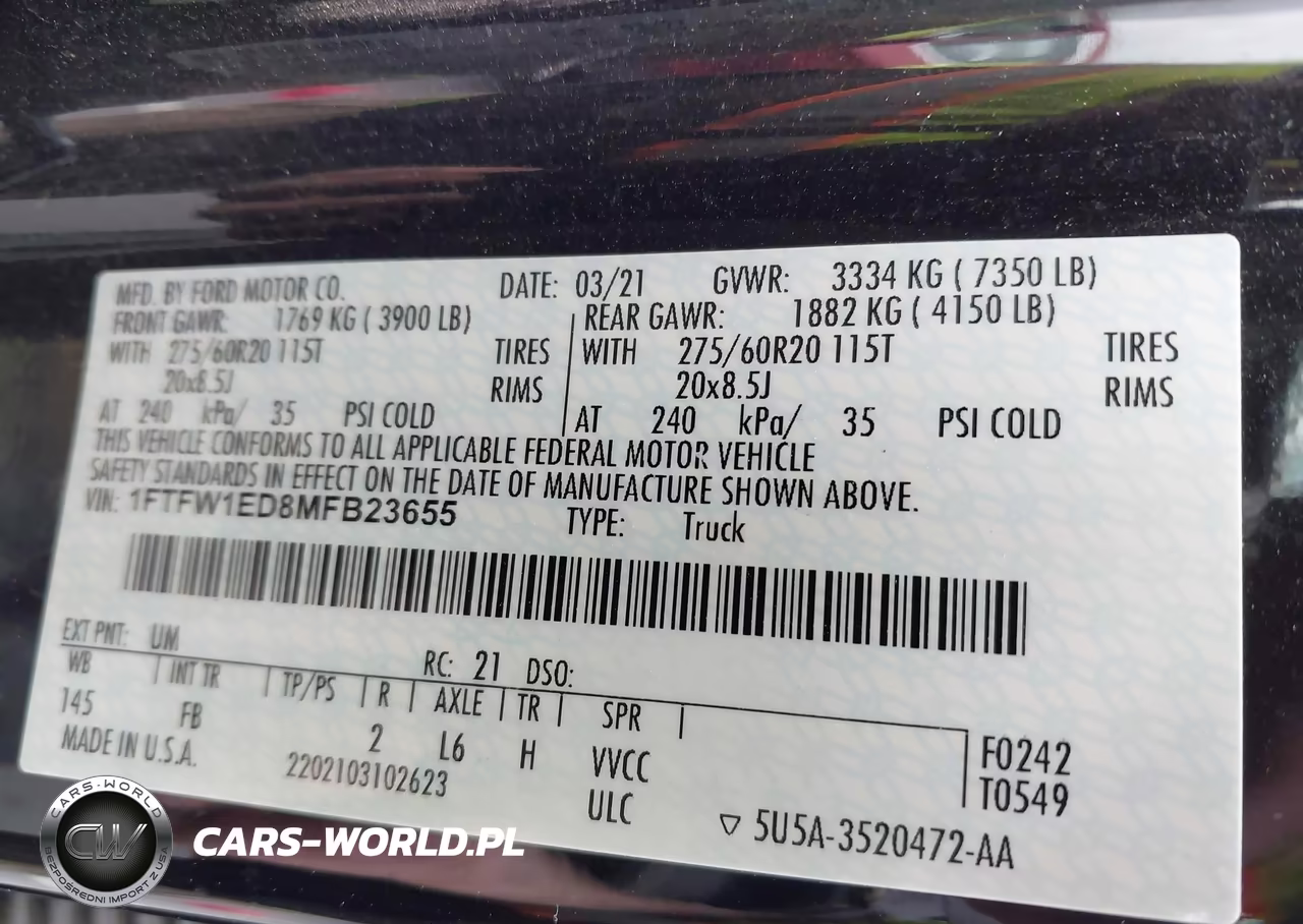 2021 Ford F-150 Xlt VIN:1FTFW1ED8MFB23655 - 9