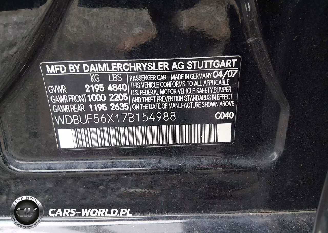 2007 Mercedes-Benz E 350 VIN:WDBUF56X17B154988 - 9