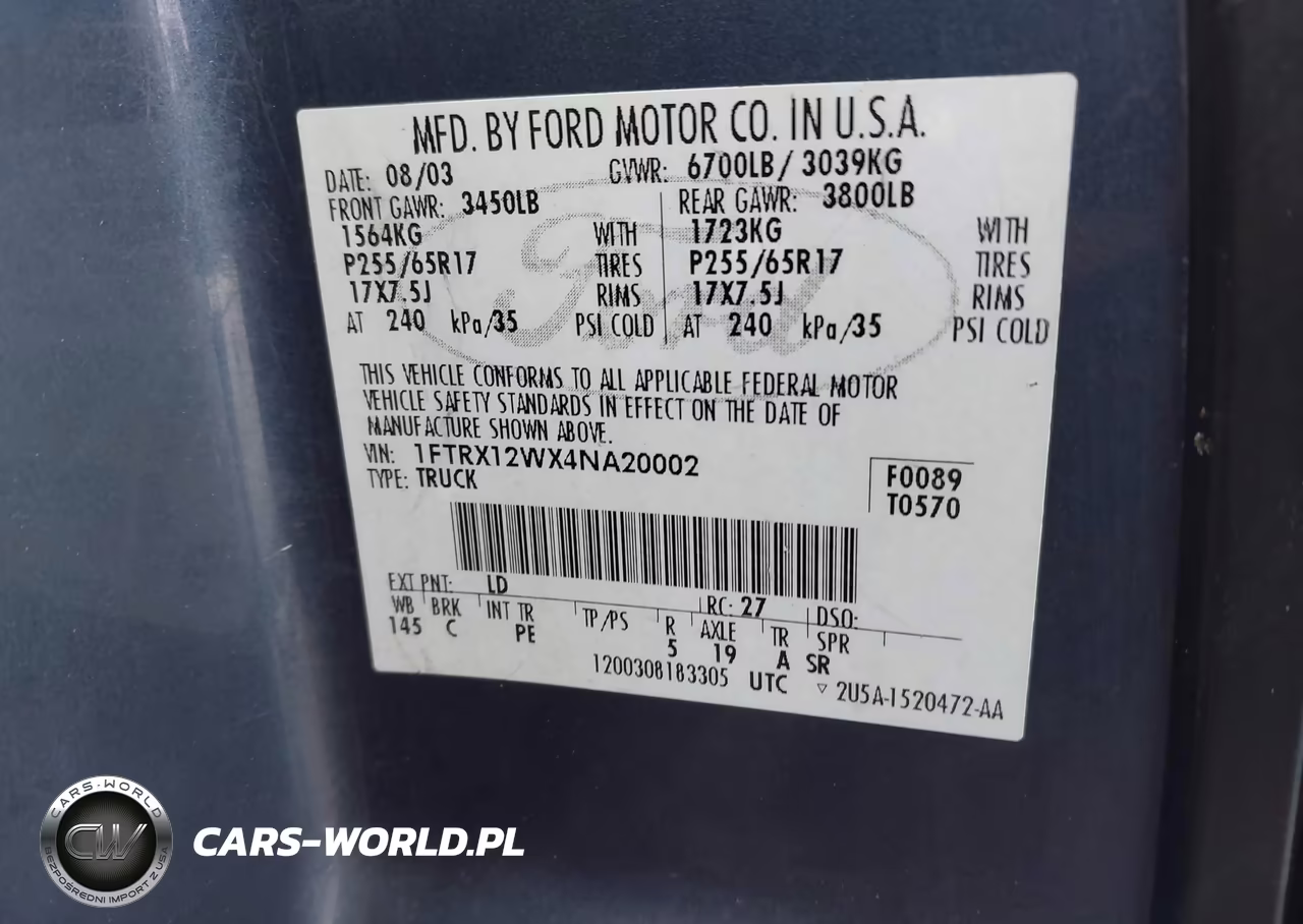 2004 Ford F-150 Stx-Xl-Xlt VIN:1FTRX12WX4NA20002 - 9