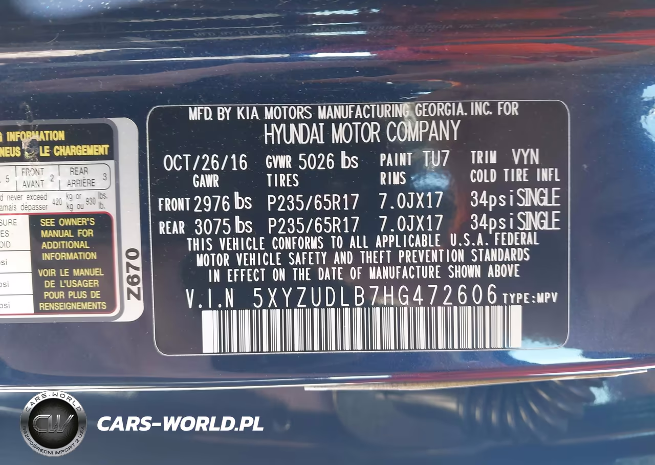 2017 Hyundai Santa Fe Sport 2.4L VIN:5XYZUDLB7HG472606 - 9