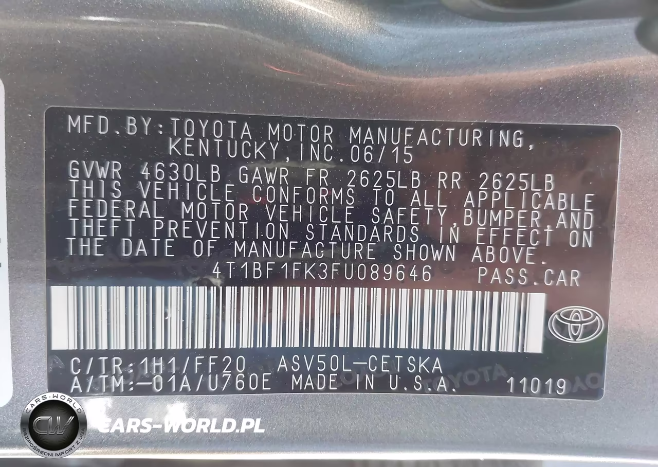 2015 Toyota Camry Se VIN:4T1BF1FK3FU089646 - 9