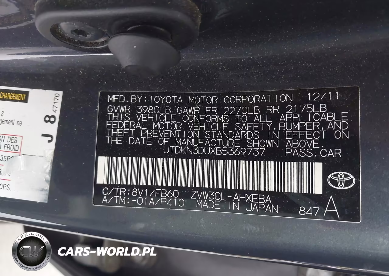 2011 Toyota Prius Two VIN:JTDKN3DUXB5369737 - 9