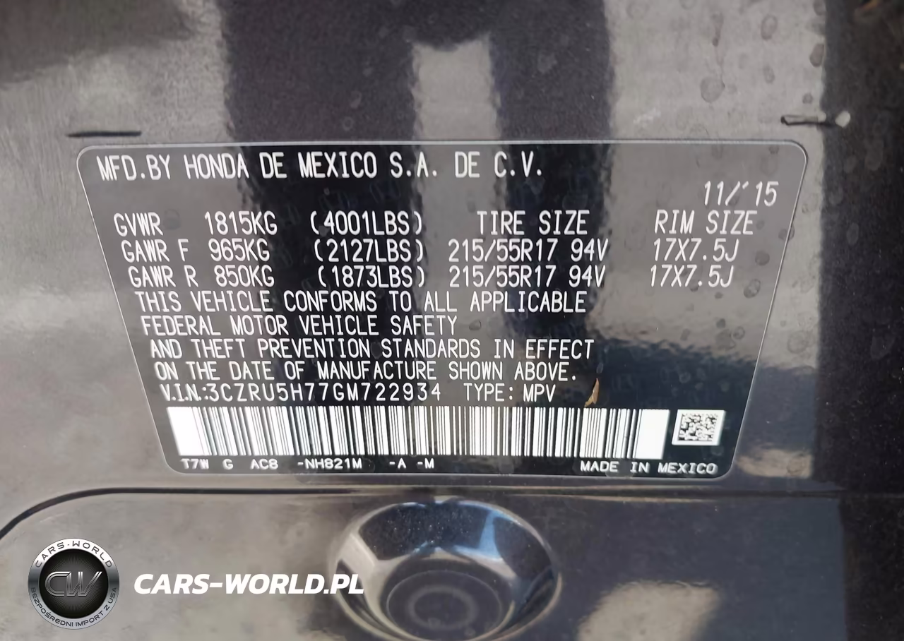 2016 Honda Hr-V Ex-L VIN:3CZRU5H77GM722934 - 9