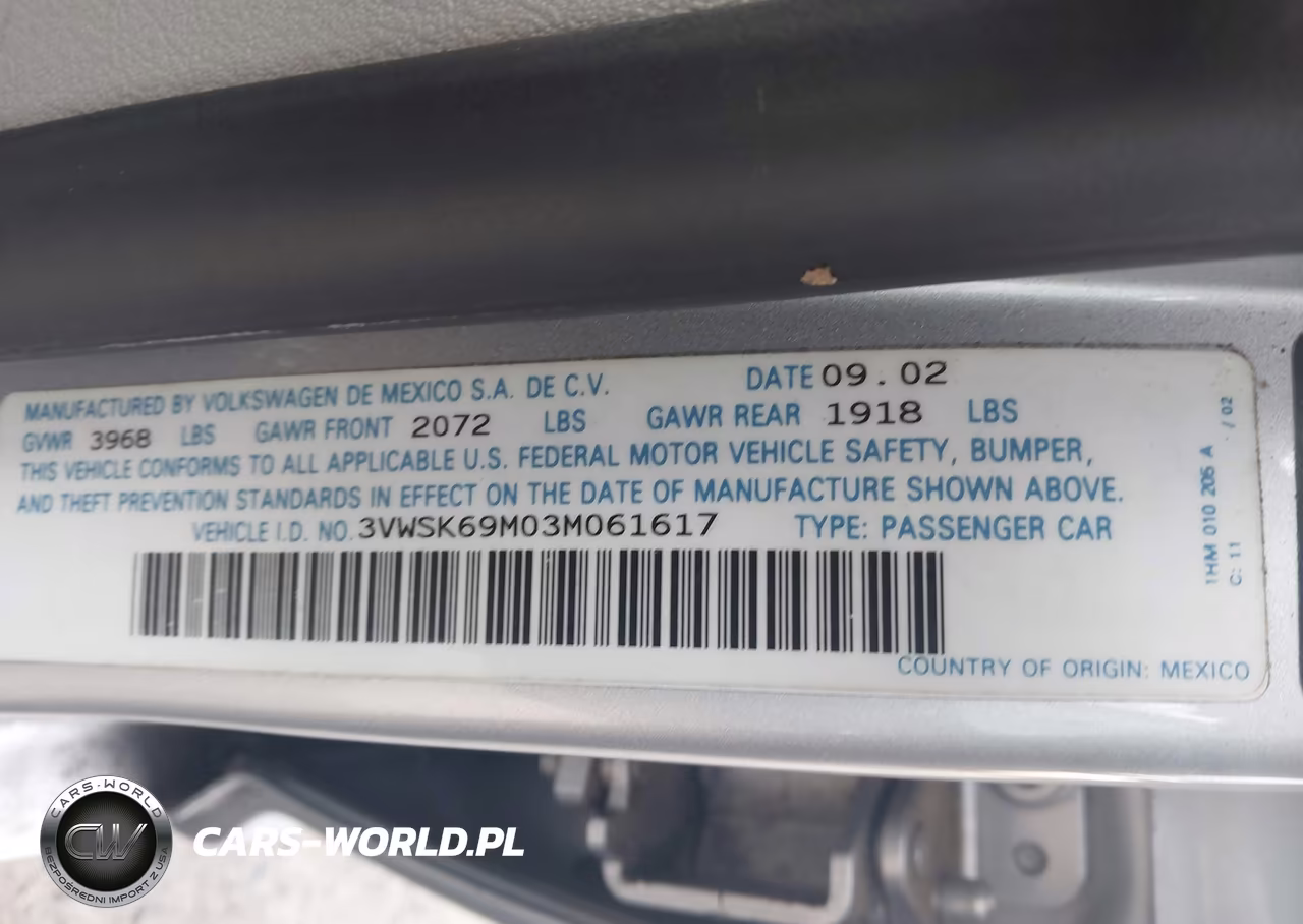 2003 Volkswagen Jetta Gls 2.0L VIN:3VWSK69M03M061617 - 9