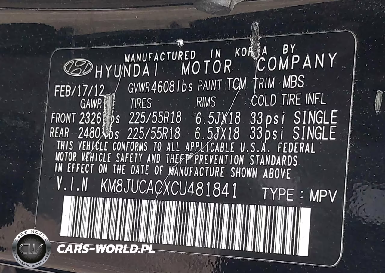 2012 Hyundai Tucson Limited VIN:KM8JUCACXCU481841 - 9