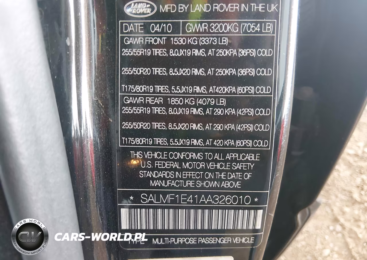 2010 Land Rover Range Rover Supercharged VIN:SALMF1E41AA326010 - 9