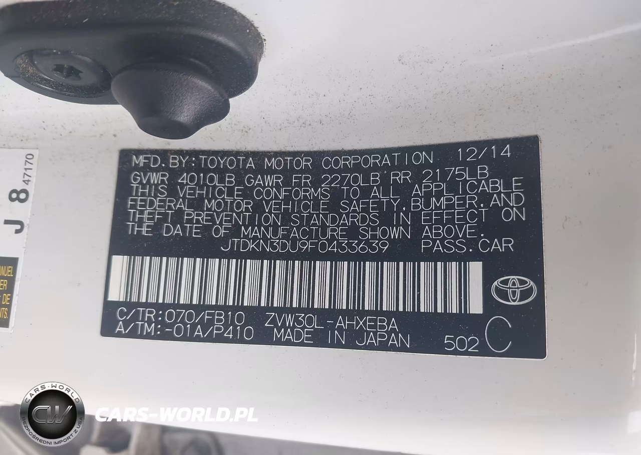 2015 Toyota Prius Two VIN:JTDKN3DU9F0433639 - 9