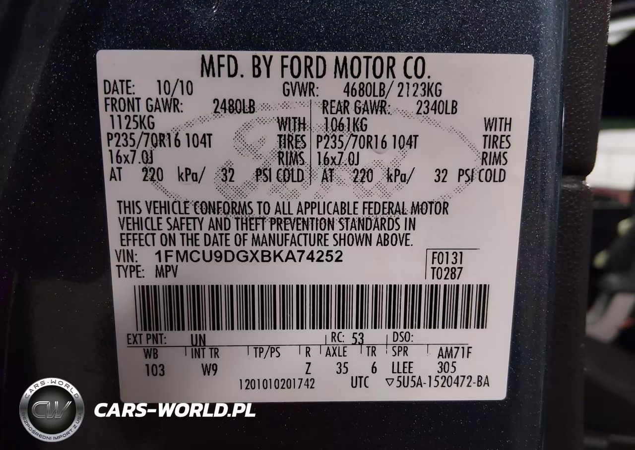 2011 Ford Escape Xlt VIN:1FMCU9DGXBKA74252 - 9