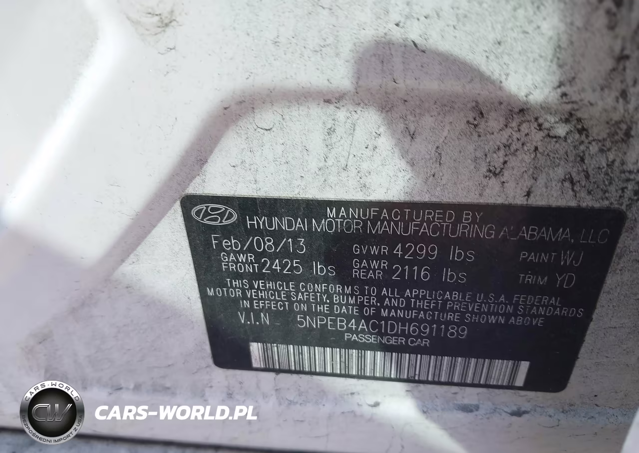 2013 Hyundai Sonata Gls VIN:5NPEB4AC1DH691189 - 9